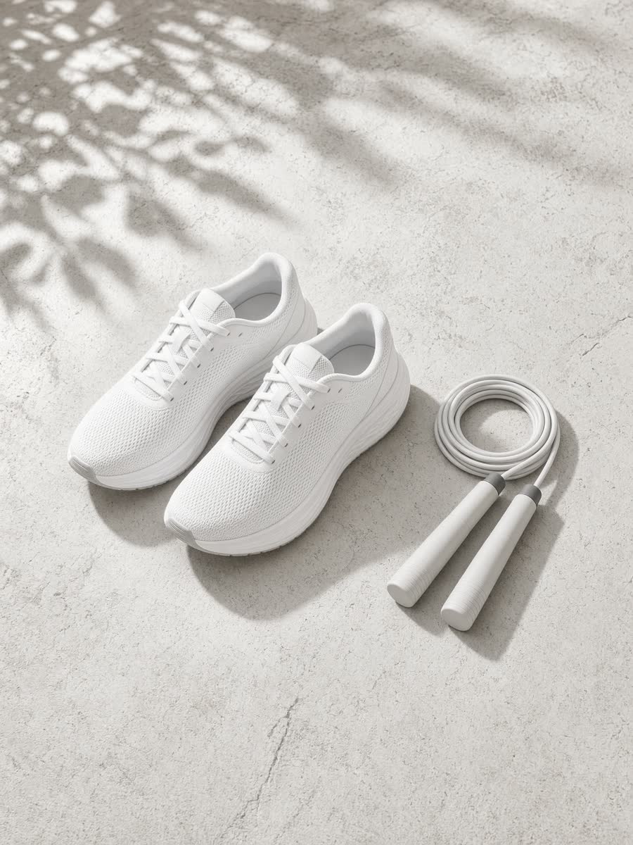 Training shoes and a jump rope